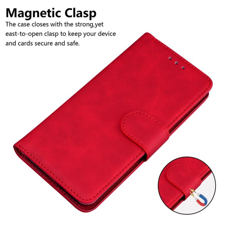 Funda de cuero con tapa para Redmi A5 4G (171,7 mm), color puro y tacto suave (rojo)