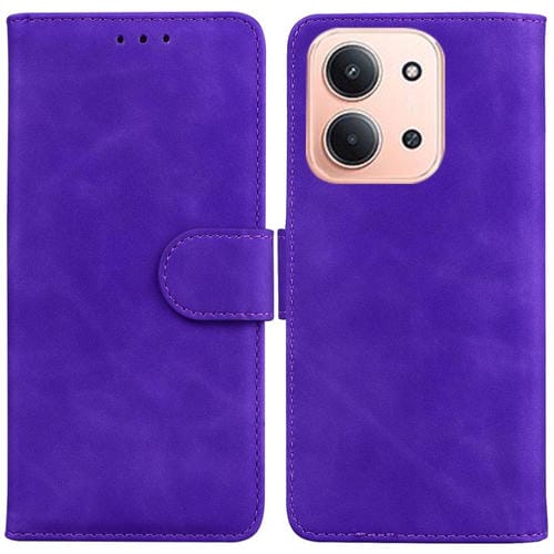 Funda de cuero con tapa de color puro y tacto suave para Redmi 15C 4G (173,1 mm) / Redmi 15C 5G (173,1 mm) (morado)