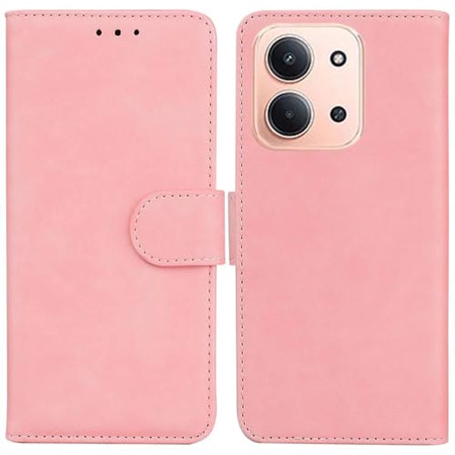 Funda de cuero con tapa abatible de color puro con tacto de piel para Redmi 15C 4G (173,1 mm) / Redmi 15C 5G (173,1 mm) (rosa)