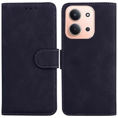 Funda de cuero con tapa abatible de color puro con tacto de piel para Redmi 15C 4G (173,1 mm) / Redmi 15C 5G (173,1 mm) (Negro)