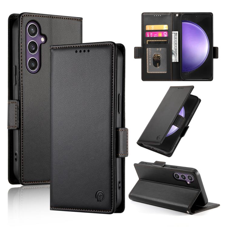 Funda de cuero esmerilado con hebilla lateral magnética para Samsung Galaxy S25 FE 5G (negro)
