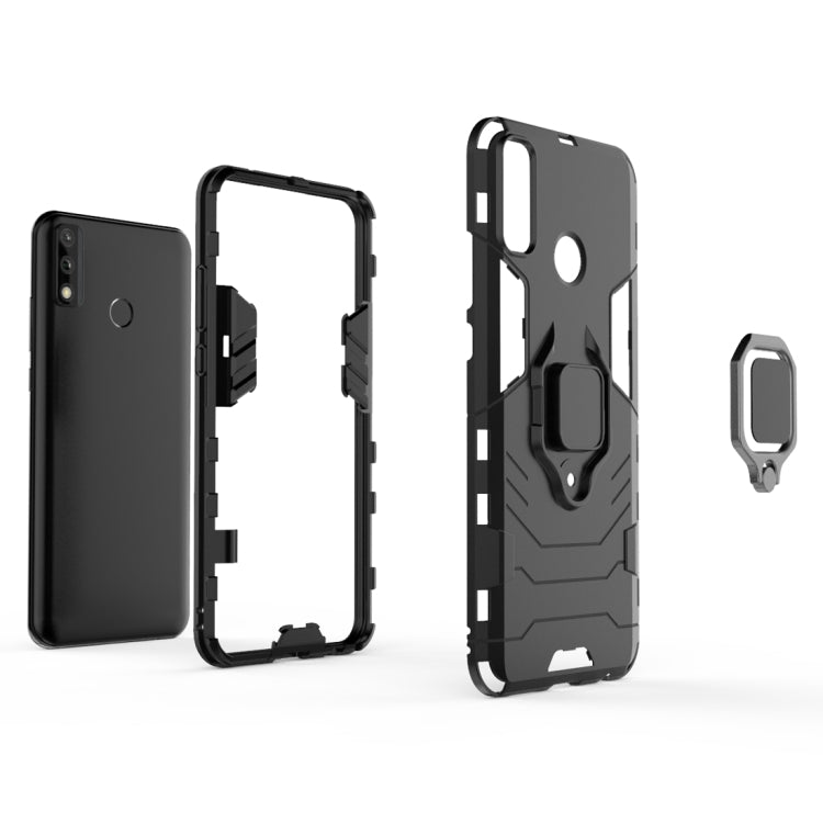 Para Huawei Y8s Funda protectora PC + TPU a prueba de golpes con soporte de anillo magnético (azul marino)