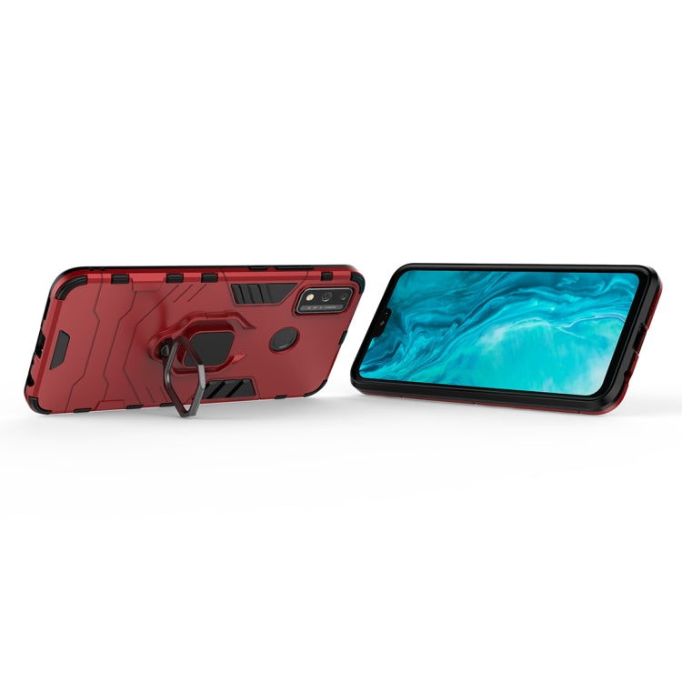Para Huawei Honor 9X Lite PC a prueba de golpes + Estuche protector de TPU con soporte de anillo magnético (rojo)