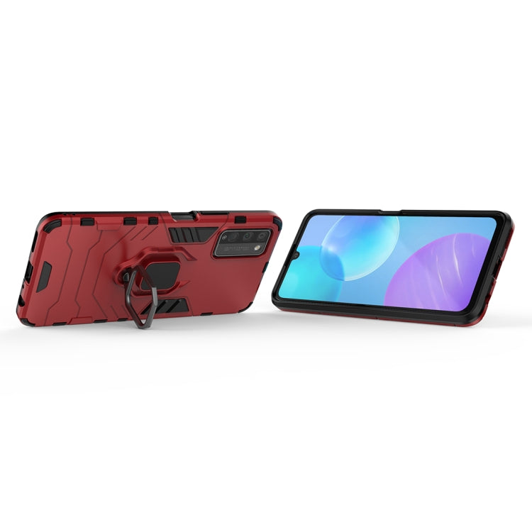 Para Huawei Honor 30 Lite Funda protectora PC + TPU a prueba de golpes con soporte para anillo magnético (rojo)
