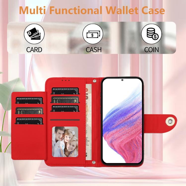 Funda de cuero con textura rómbica y cordón para Samsung Galaxy M56 5G (roja)