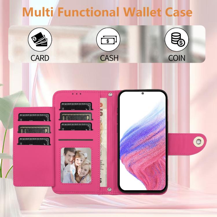 Funda de cuero con textura rómbica y cordón para Samsung Galaxy M56 5G (rosa y rojo)