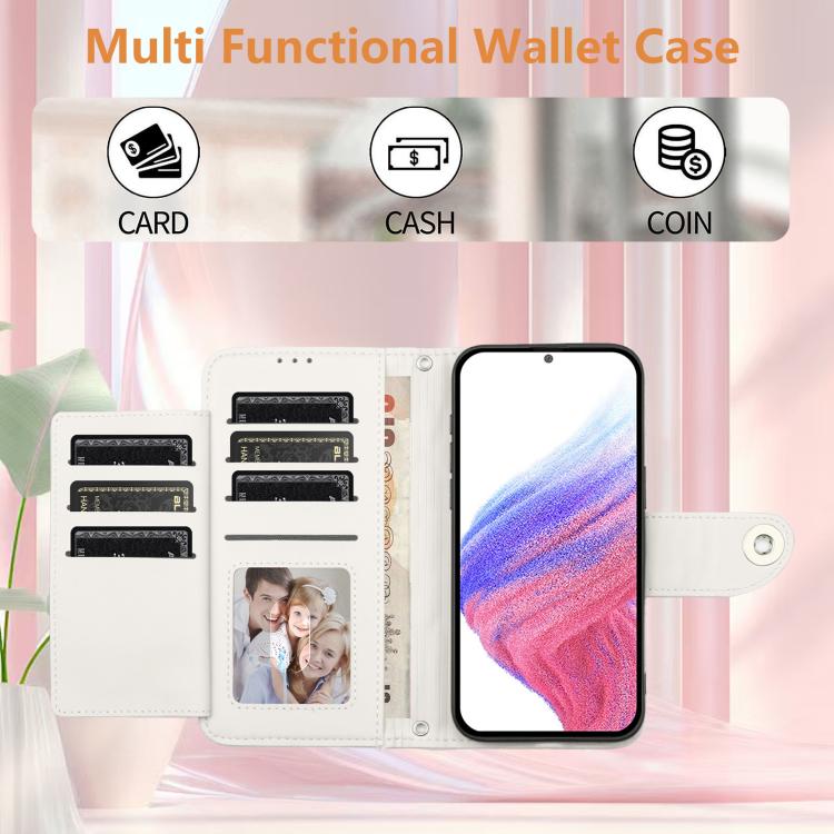 Funda de cuero con textura rómbica y cordón para Samsung Galaxy M56 5G (blanca)