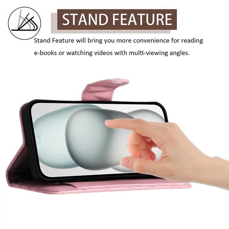 Funda de cuero con textura rómbica y cordón para Samsung Galaxy A07 4G (rosa)