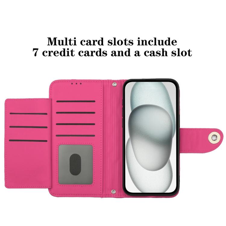 Funda de cuero con textura rómbica y cordón para Samsung Galaxy A17 5G (rosa y rojo)