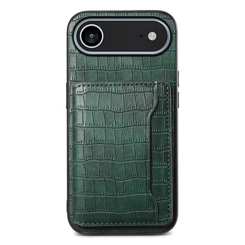 Funda con textura de cocodrilo y diseño de cartera para iPhone 17 Air (verde)