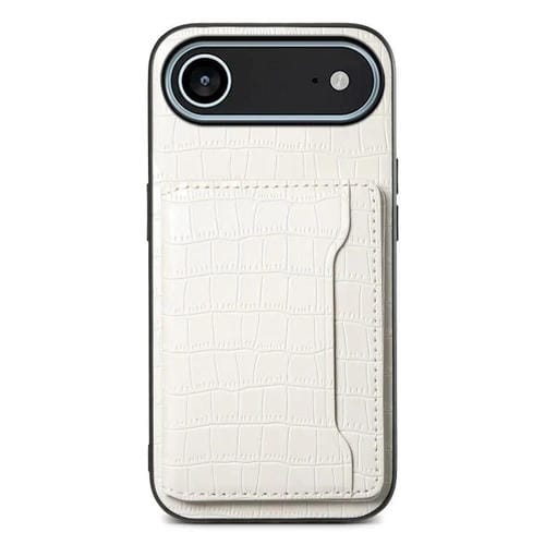 Funda para iPhone 17 Air con textura de cocodrilo y diseño de cartera de cobertura total (blanca)