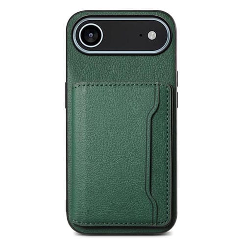 Funda para iPhone 17 Air con textura de becerro y diseño de bolso de tarjeta de cobertura total (verde)