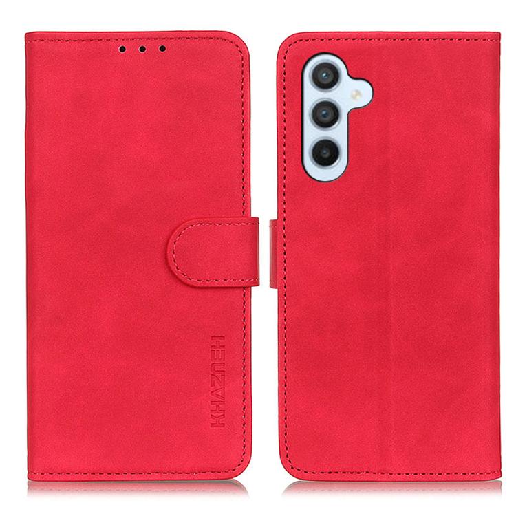 Funda de cuero con tapa horizontal y textura retro KHAZNEH para Samsung Galaxy S25 FE 5G (roja)