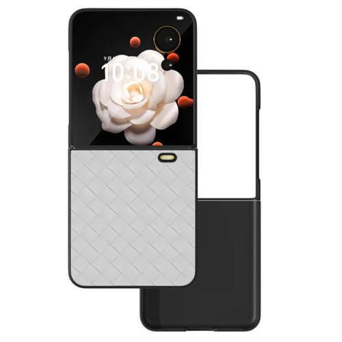 Funda para Honor Magic V Flip de PU con Textura Tejida y Marco Negro (Blanco)