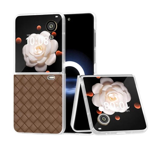 Estuche para Honor Magic V Flip de PU con Textura Tejida y Marco Translúcido Esmerilado (Marrón)