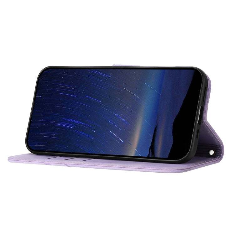 Funda de Cuero para Sony Xperia 10 Vi con Línea en Relieve y Cordón (Morado)