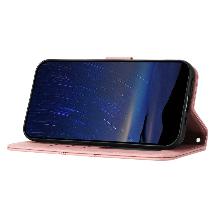 Funda de Cuero para Sony Xperia 10 Vi con Sensación de Piel y Rayas en Relieve (Rosa)