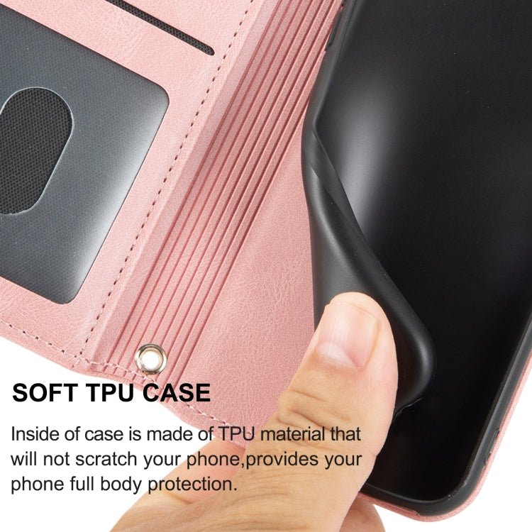 Funda de Cuero para Sony Xperia 10 Vi con Sensación de Piel y Rayas en Relieve (Rosa)