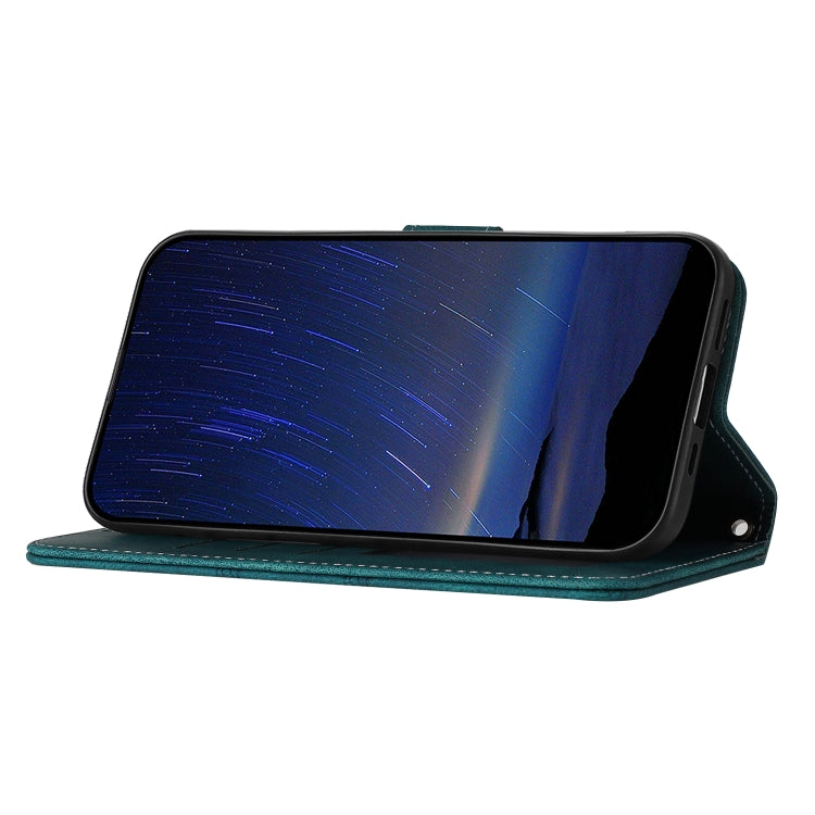 Funda de Cuero para Sony Xperia 10 Vi con Sensación de Piel y Rayas en Relieve (Verde Oscuro)