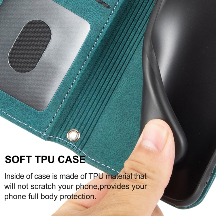 Funda de Cuero para Sony Xperia 10 Vi con Sensación de Piel y Rayas en Relieve (Verde Oscuro)
