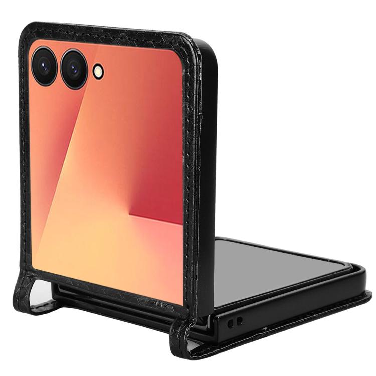 Funda de cuero con textura de puntos de panal para Samsung Galaxy Z Flip7 5G (negra)
