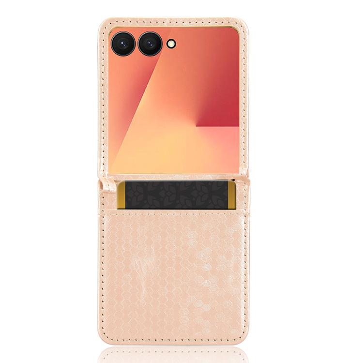 Funda de cuero con textura de puntos de panal para Samsung Galaxy Z Flip7 5G (dorada)