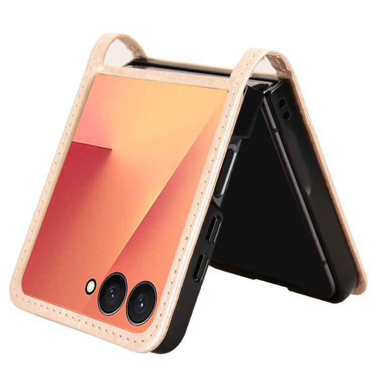 Funda de cuero con textura de puntos de panal para Samsung Galaxy Z Flip7 5G (dorada)