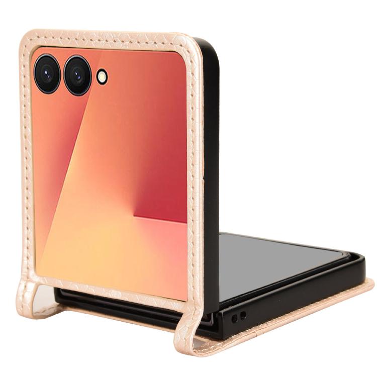 Funda de cuero con textura de puntos de panal para Samsung Galaxy Z Flip7 5G (dorada)