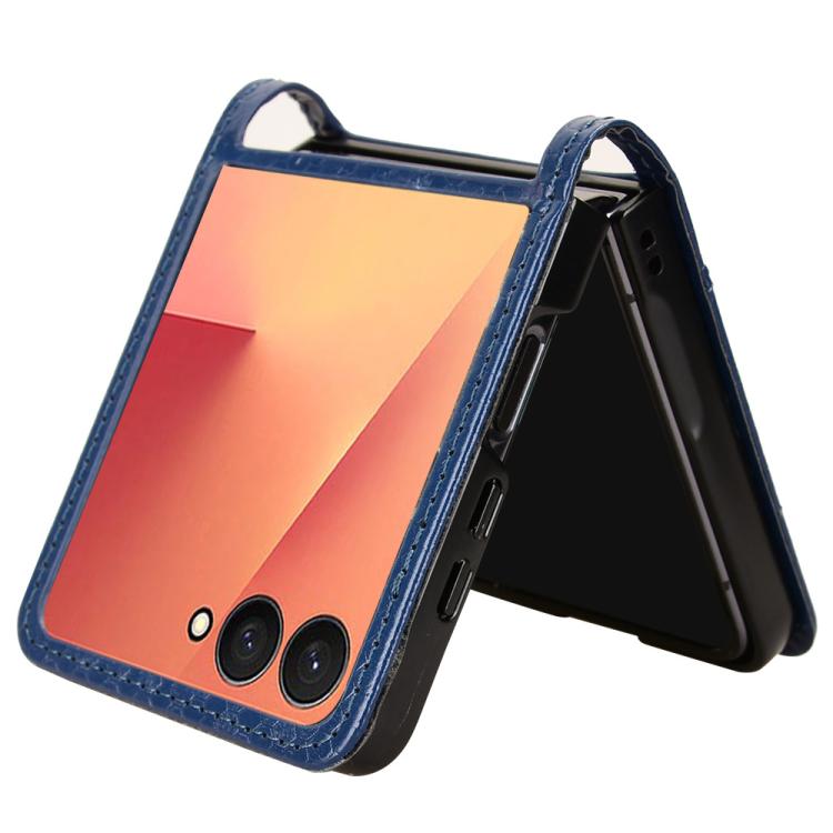 Funda de cuero con textura de puntos de panal para Samsung Galaxy Z Flip7 5G (azul)