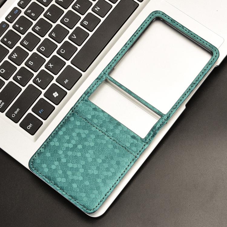 Funda de cuero con textura de panal de abeja para Samsung Galaxy Z Flip7 5G (verde)