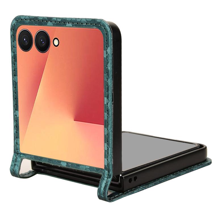 Funda de cuero con textura de panal de abeja para Samsung Galaxy Z Flip7 5G (verde)