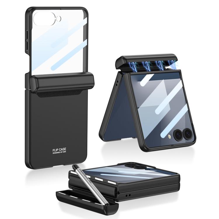 Funda magnética GKK para Samsung Galaxy Z Flip7 5G con tapa y estuche para bolígrafo (negro)