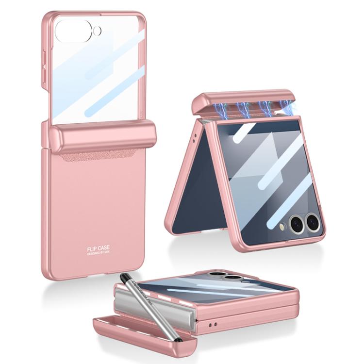 Funda magnética GKK para Samsung Galaxy Z Flip7 5G con tapa y estuche para bolígrafo (rosa)