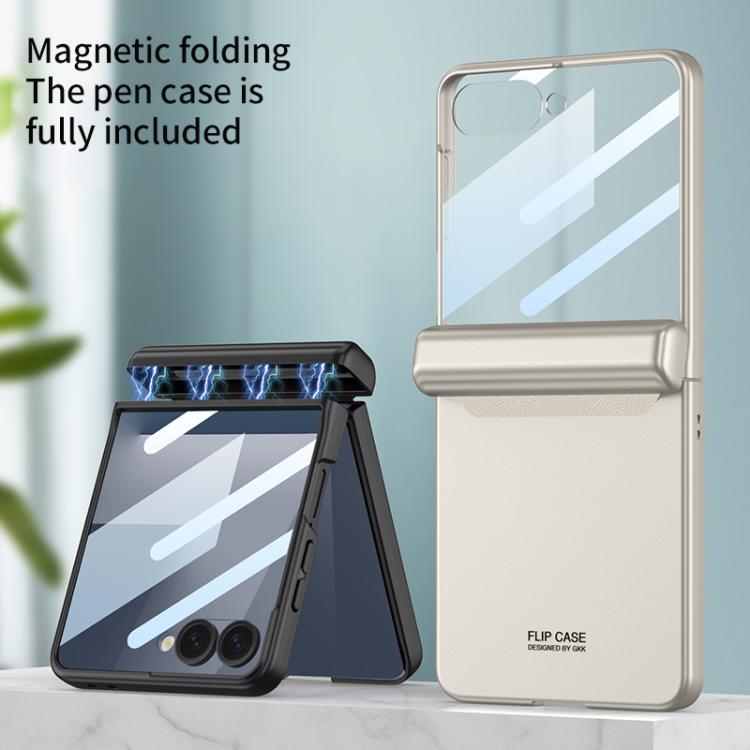 Funda GKK con tapa magnética integrada y cobertura total para Samsung Galaxy Z Flip7 5G, con estuche y bolígrafo (gris)