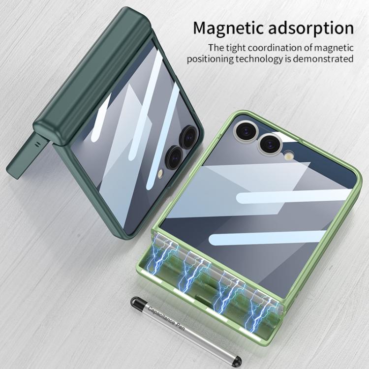 Funda GKK con tapa magnética integrada y cobertura total para Samsung Galaxy Z Flip7 5G, con estuche y bolígrafo (gris)