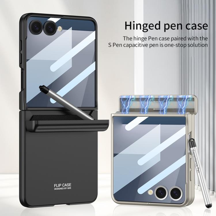 Funda GKK con tapa magnética integrada y cobertura total para Samsung Galaxy Z Flip7 5G, con estuche y bolígrafo (gris)