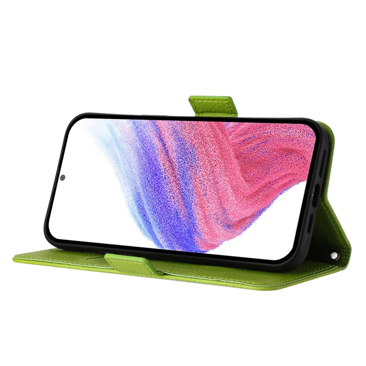 Funda Cuero Antirrobo RFID Wiko T60 Cubot P80 con Relieve (Verde)