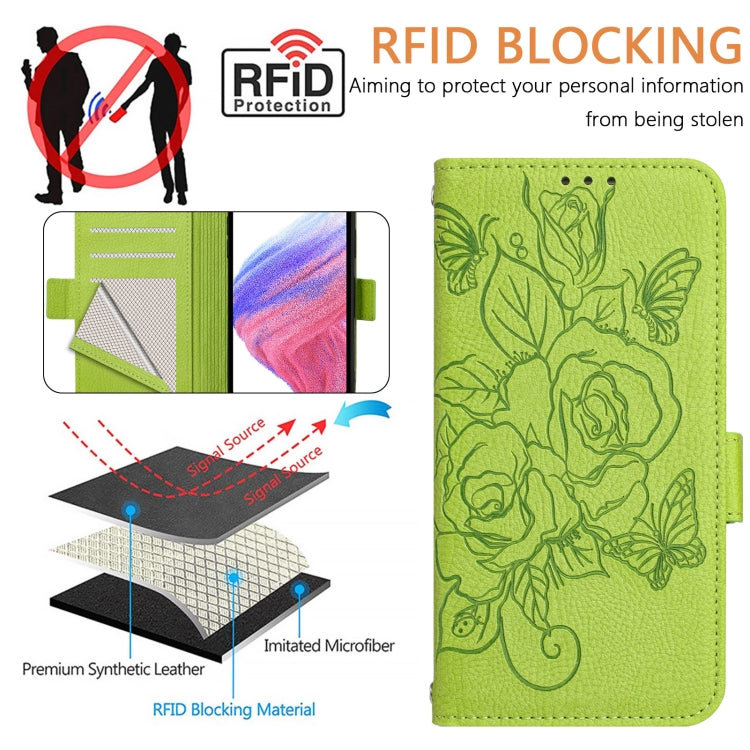 Funda Cuero Antirrobo RFID Wiko T60 Cubot P80 con Relieve (Verde)