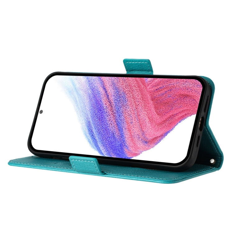 Funda de Cuero Antirrobo RFID con Relieve Rosa para TCL 50 Pro Nxtpaper (Azul Claro)