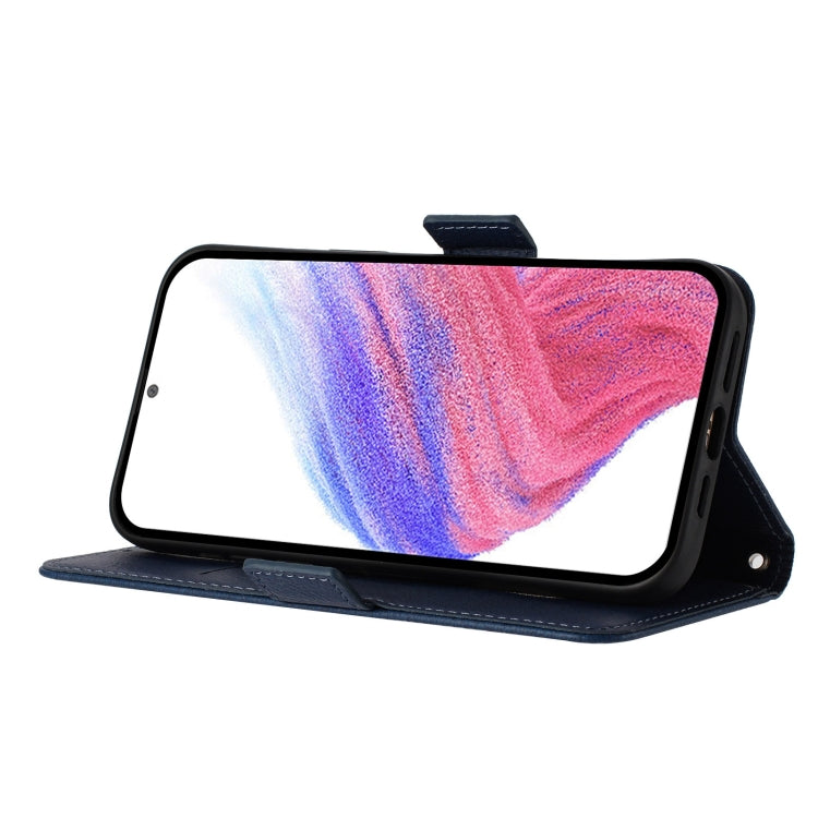 Funda de Cuero Antirrobo RFID con Relieve Rosa para Teléfono TCL 50 Pro Nxtpaper (Azul Oscuro)