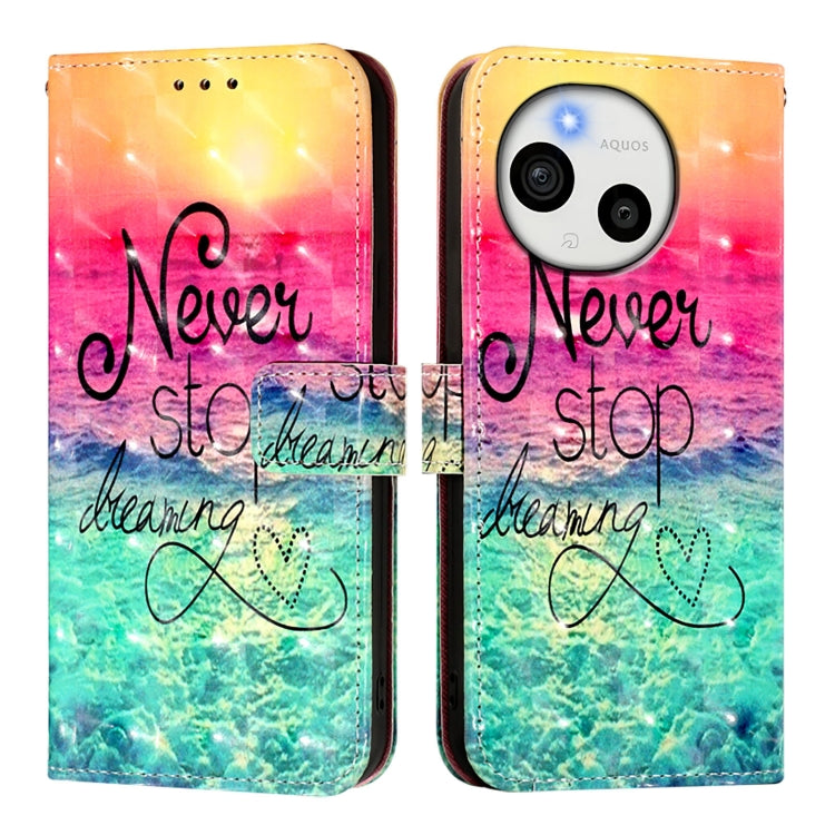 Funda de Cuero para Sharp Aquos Sense9 con Tapa Horizontal y Pintura 3D (Chasing Dreams)