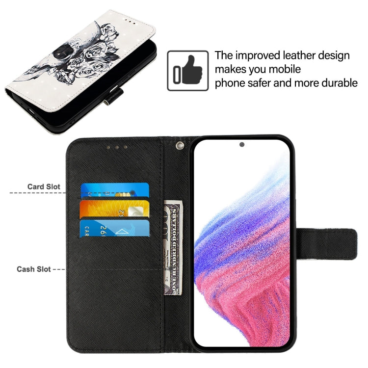 Funda de Cuero con Tapa Horizontal y Pintura 3D para Sharp Aquos Sense9 (Calavera)