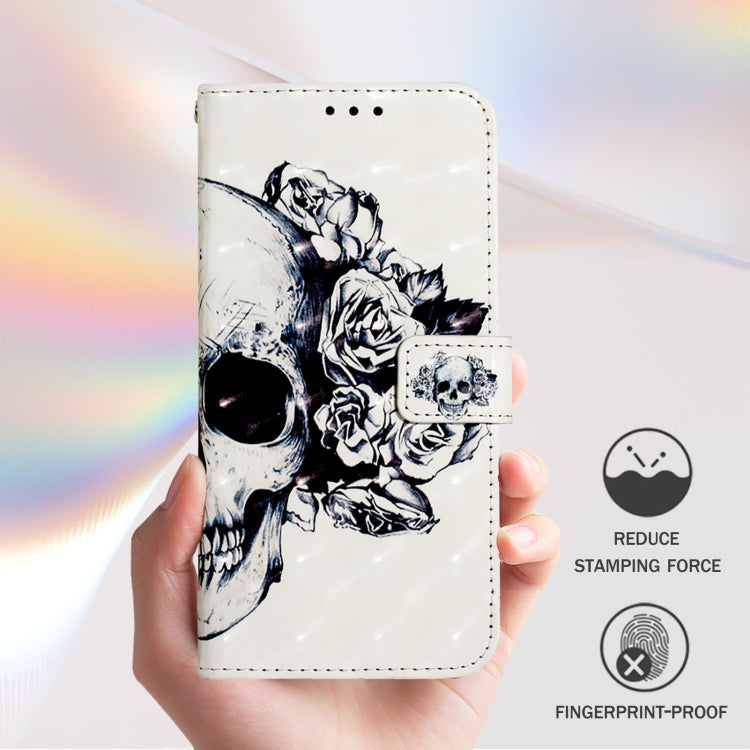 Funda de Cuero con Tapa Horizontal y Pintura 3D para Sharp Aquos Sense9 (Calavera)