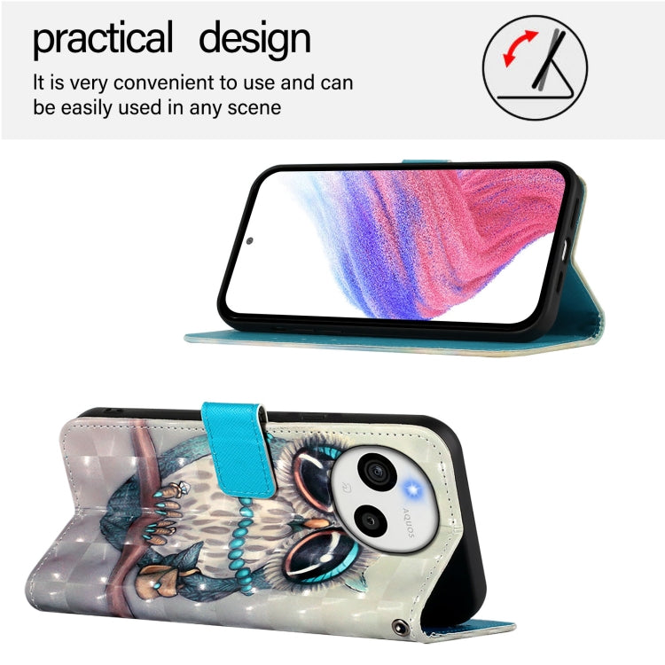 Funda de Cuero con Tapa Horizontal y Pintura 3D para Sharp Aquos Sense9 (Gris)