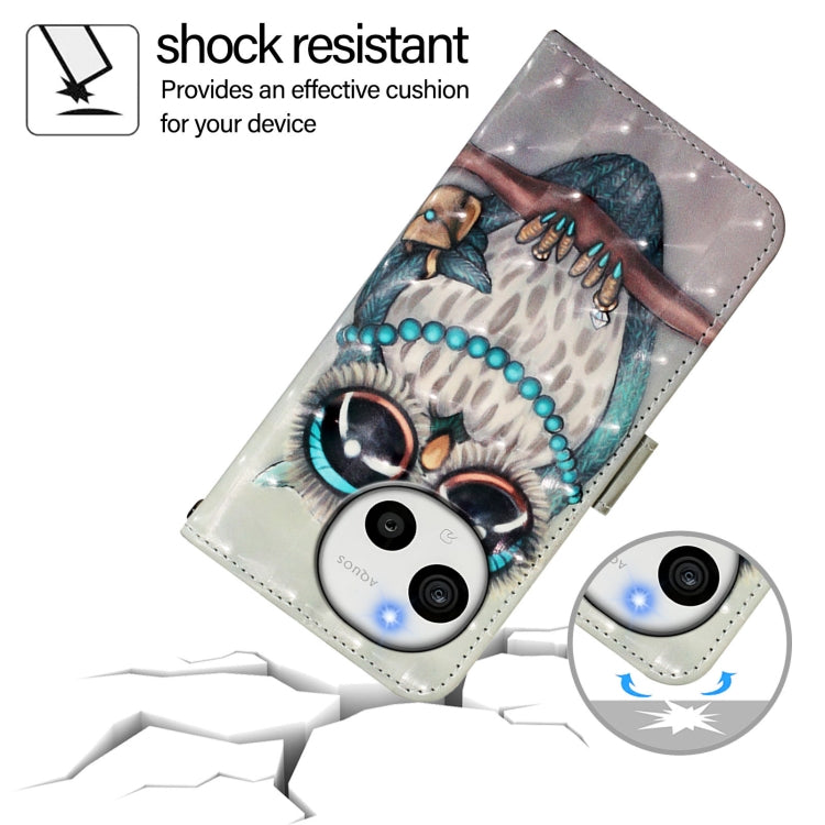 Funda de Cuero con Tapa Horizontal y Pintura 3D para Sharp Aquos Sense9 (Gris)
