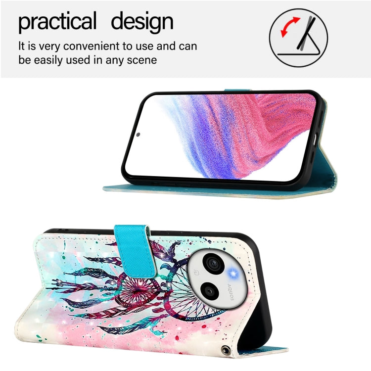 Funda de Cuero con Tapa Horizontal para Sharp Aquos Sense9 Plus con Pintura 3D (Campanas de Viento) (Color)