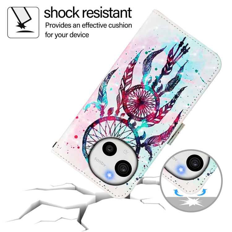 Funda de Cuero con Tapa Horizontal para Sharp Aquos Sense9 Plus con Pintura 3D (Campanas de Viento) (Color)