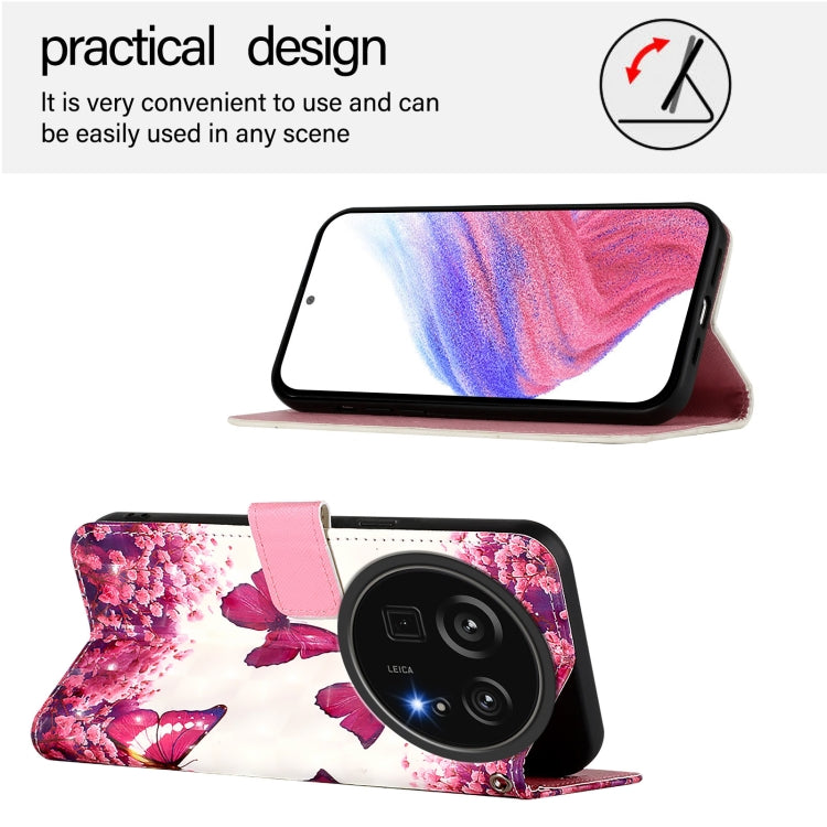 Funda de Cuero con Tapa Horizontal y Pintura 3D para Sharp Aquos R9 Pro Sh-54E (Mariposa Rosa)