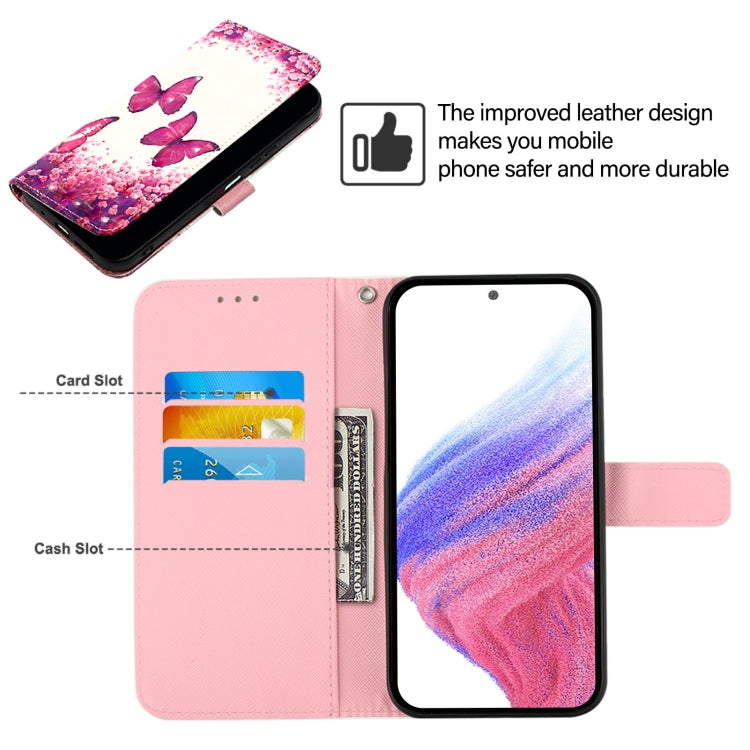Funda de Cuero con Tapa Horizontal y Pintura 3D para Sharp Aquos R9 Pro Sh-54E (Mariposa Rosa)