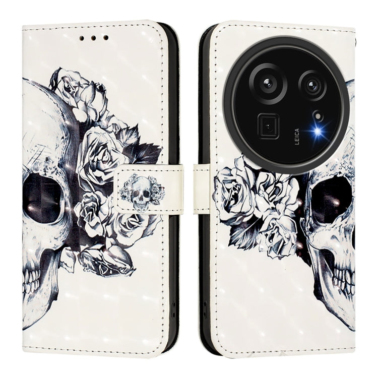 Funda de Cuero para Sharp Aquos R9 Pro Sh-54E con Tapa Horizontal y Pintura 3D (Calavera)